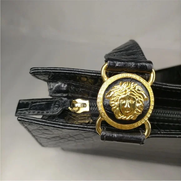 Versace Croc Embossed Leather Shoulder Bag - Picture 9 of 9